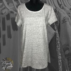 H by Halston Gray Donegal Knit Scoop-Neck Top - Size XS